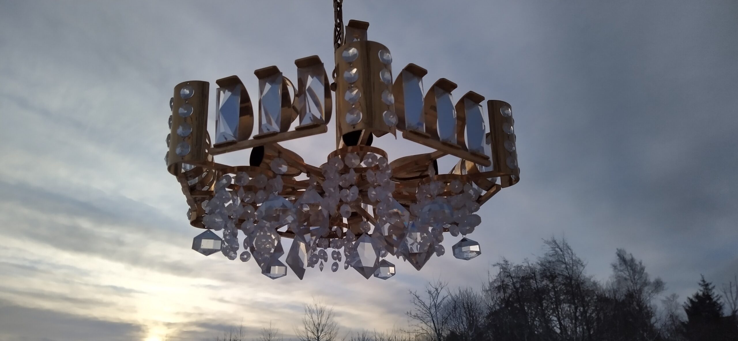 Retro lysekrone lamper i messing med prismer