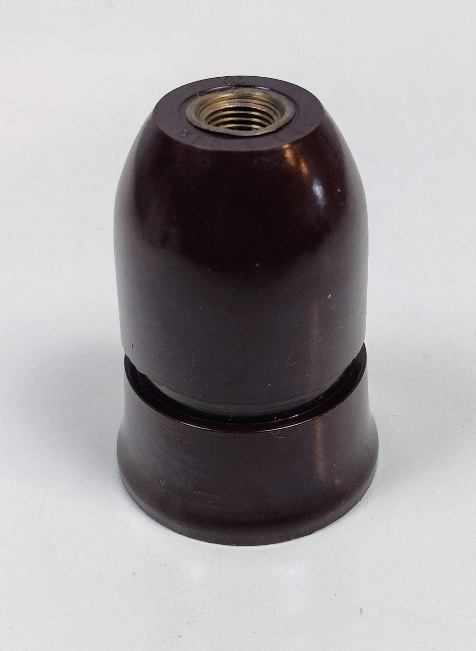 Antik E27 bakelit fatning. Mørkebrun. Stykpris – produktbillede 1 – Antikke originale fatninger