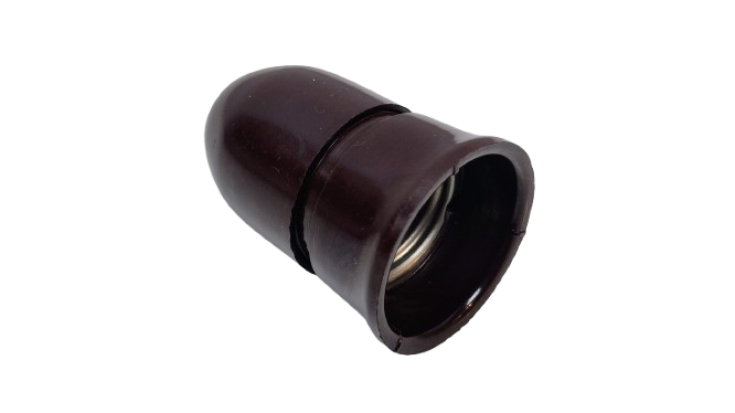 Antik E27 bakelit fatning. Mørkebrun. Stykpris – Antikke originale fatninger