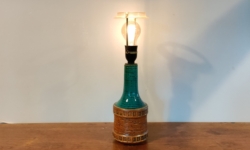 Smuk turkis retro bordlampe med nyt el. 40 cm høj med skærmholder. Uden skærm