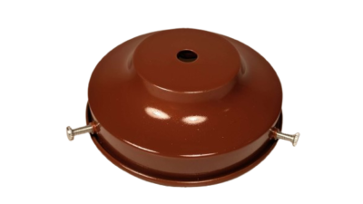 Stor 10,2 cm lampeglas holder med 3 skruer. Nylakeret Brun. 1 Uges leveringstid