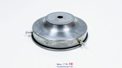 Stor 10,2 cm lampeglas holder med 3 skruer. Glaslampe ophæng i mat stål - flad stor model. Ubehandlet