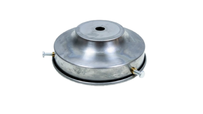 Stor 10,2 cm lampeglas holder med 3 skruer. Glaslampe ophæng i mat stål - flad stor model. Ubehandlet