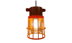 Smuk solsikke gul vintage arbejdslampe opcycled til pendel. Nyt el.