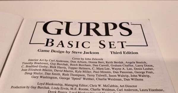 Sjælden opslagsbog Gurps Basic Set – Steve Jackson Third Edition 256 sider 1993.
Læs mere.