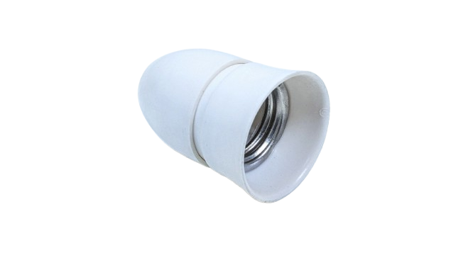 Hvid antik vintage bakelit fatning E27 til lampeskærmholder Ø34. 57 mm lang. – Antikke originale fatninger