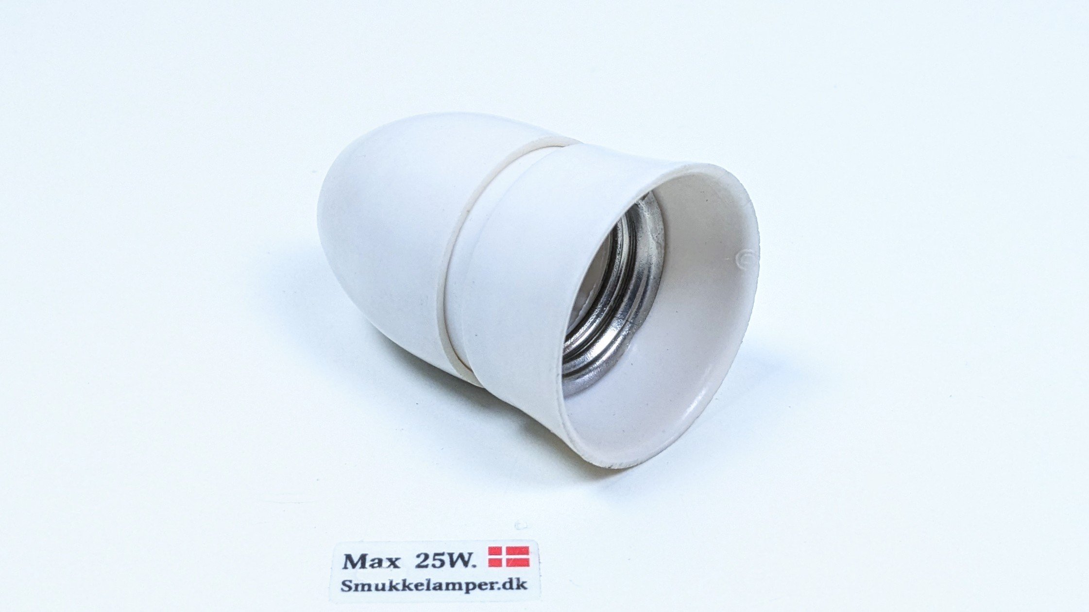 Hvid antik vintage bakelit fatning E27 til lampeskærmholder Ø34. 57 mm lang. – produktbillede 2 – Antikke originale fatninger