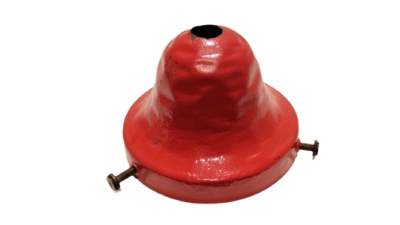 Original antik messing ophæng og glasholder. Malet rød for mange år siden. Passer til lampeglas mellem 73-83 m.m Læs mere.