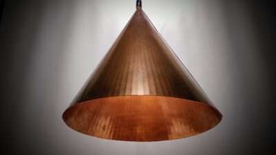 Copper triangle lamp. Kobber trekant lampe. Dansk design 1970. Danish design