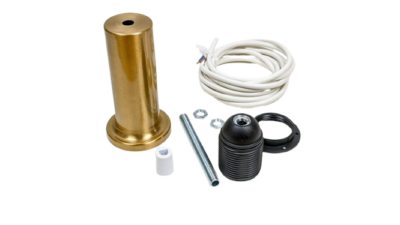 Lampe monterings kit top - komplet sæt uden lampe glas. Messing lakeret og hvid