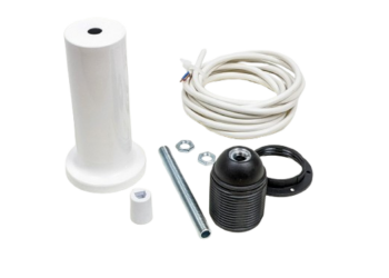 Lampe monterings kit top – komplet sæt uden lampe glas. Soft white lakeret og hvid