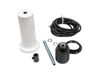 Lampe monterings kit top – komplet sæt uden lampe glas. Soft white lakeret og sort