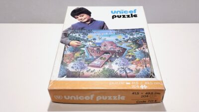 Sjældent vintage UNICEF “Noahs Ark” puslespil. 1970. Code 701E. 204 brikker.