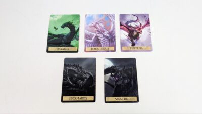 Komplet sæt med 5 Dungeon and Dragons drage monstre kort. NYE. Promotion kort - Rayalda, Bountenous, Purpura, Escotarox og Signoir. Sætpris.