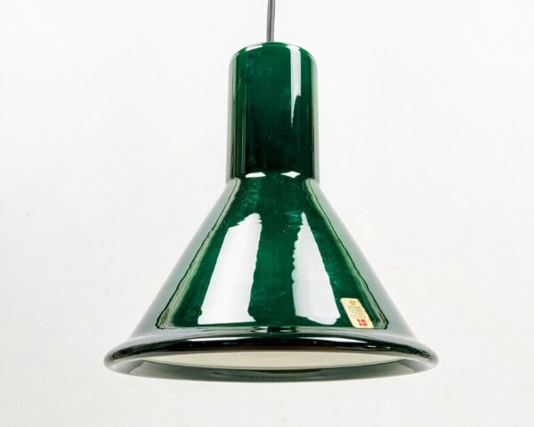 Skovgrøn Michael Bang pendel. P&T Mini Holmegaard 1980. Nyt el. Klassisk design. Ø20