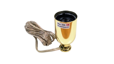 Fatningsæt messing. Til bordlamper, vase, flaske montering og petroleums lamper. 10 m gevind. E27.