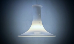 Holmegaard “lille” Mandarin pendel Ø23-25. 1980. Michael Bang. Nyt el. Danish design.