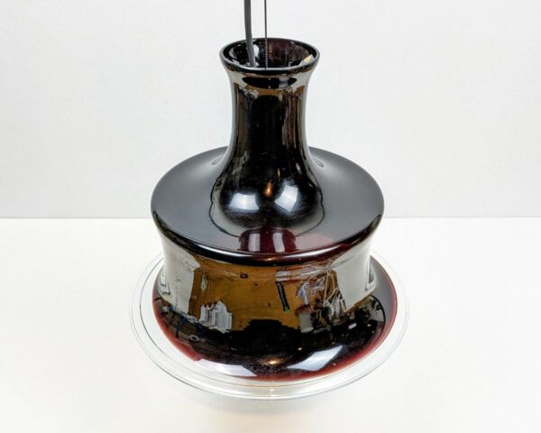 Holmegaard Sonate lampe Ø27. Design Michael Bang 1980. Nyt el. Aubergine farvet glas.