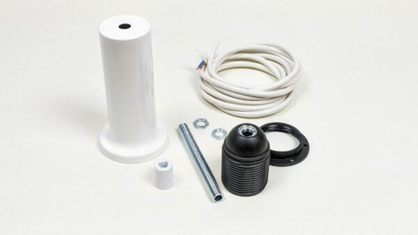 Lampe monterings kit top – komplet sæt uden lampe glas. Soft white lakeret og hvid