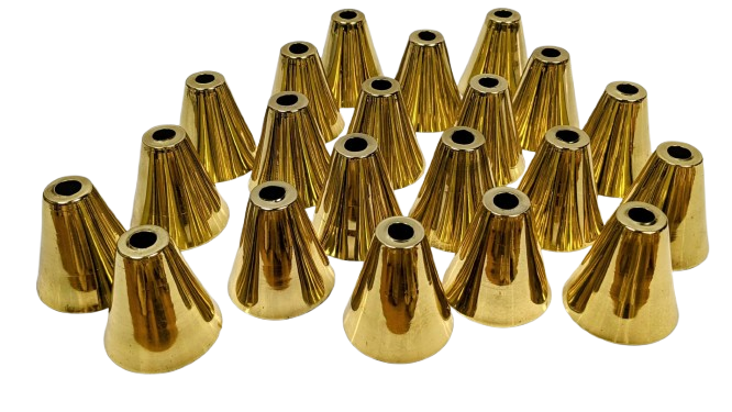 Messing top. 1960. Ubrugte. Lysekrone, lampetop eller lamper bund. Højde 53 mm. Stykpris.