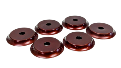 Endeplade Beaurdeaux rød aluminium Ø10 Center hul. Diameter 64 mm. Lysekrone afslutning.