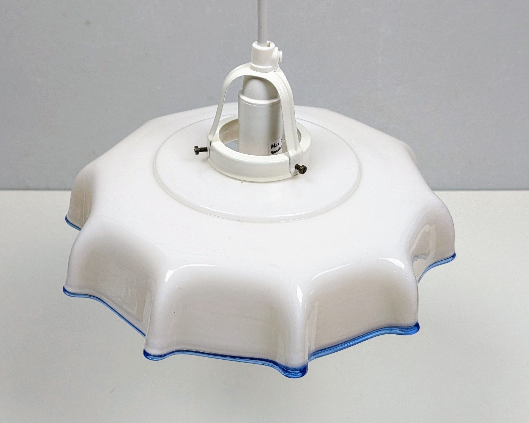 Charmerende svensk opalglas køkken lampe fra 1950. Restored. Nyt el. Ø26. - Billede 3