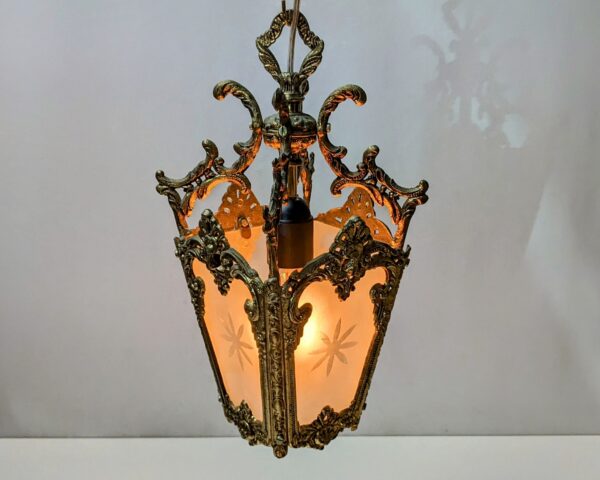 Dansk Antik art nouveau style lampe. Nyt el. Messing. 60 cm nedhæng. Ø21