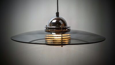 Svensk krom design af Jan-Eskil Eskilsson – Belid loftlampe 1970. Ø48. Nyt el.