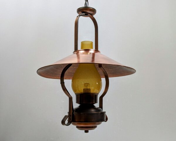 Vintage lysthus lampe i kobber. Delvist nyt el. Delvist ny poleret. Ø35. Læs mere