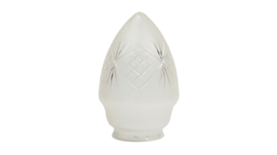 Antik ampelglas til lysekrone. Gribekant 74 mm. 165 mm lang. Ø100 mm.