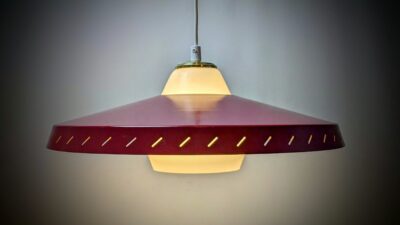 Skandinavisk loftlampe fra 1960. Ø43. Nyt el. Restored. Læs mere.
