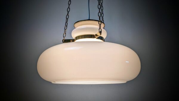 Flygfors opalglas loftlampe 1960. Fuld restaureret. Ø30. Bla. nyt el. Pickup only.