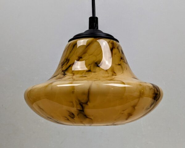 Antik køkkenlampe med marmoreret glas. 1940. Alt udover glas er nyt. Ø22