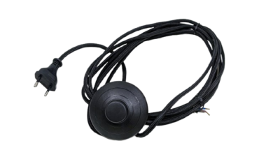 Original Louis Poulsen stof lampeledning til PH og Arne Jacobsen gulvlamper. Med fodafbryder.