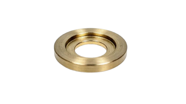 Mellemstykke messing. Ø24. 3 mm høj. M10,5 centerhul. Special del.