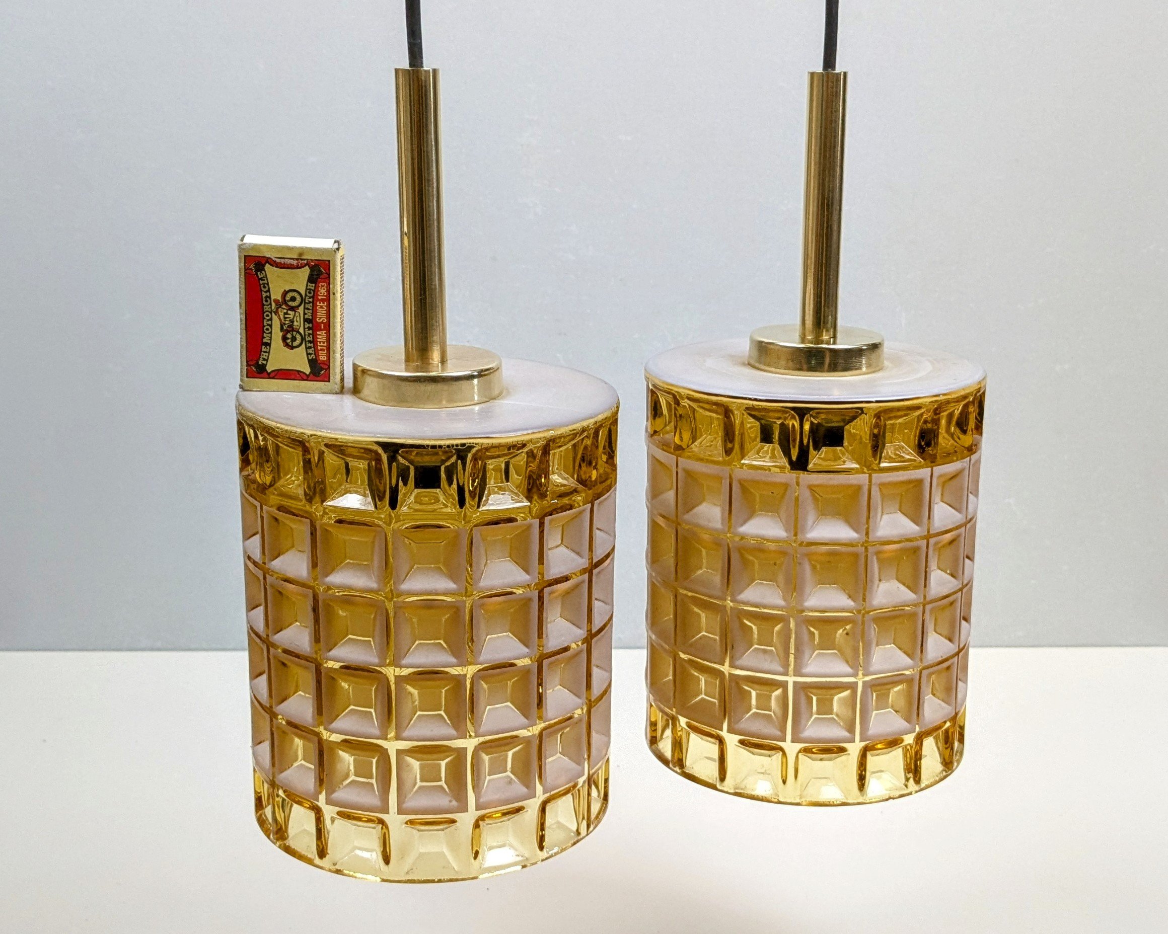 Sæt med 2 Orrefors lamper 1960. Carl Fagerlund/ J.T.Kalmar. Vaffel. Fuld restaureret. Store. - Billede 3