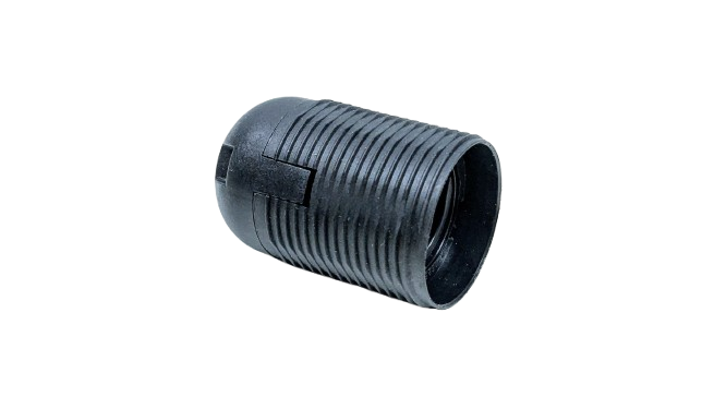 Krone fatning E27 med udvendigt gevind sort. Snap lock.
