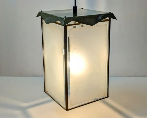 Storslået Antik entre lampe. Facon slebet glas. Messing. Nyt el. Ø27. Pickup only