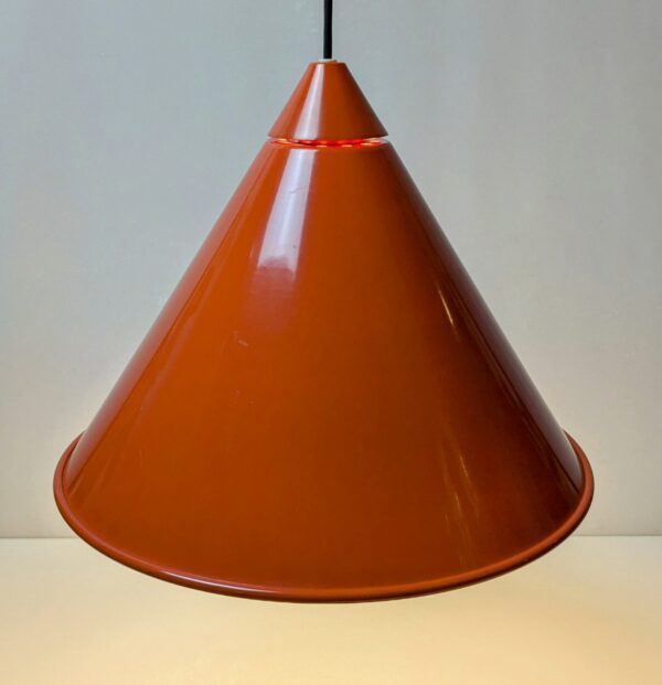 Orange Vintage lampe i metal tryk 1970. Ø38. Nyt el. Excellent condition.