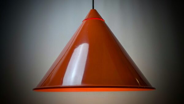 Orange Vintage lampe i metal tryk 1970. Ø38. Nyt el. Excellent condition.