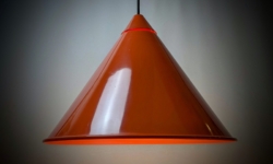 Orange Vintage lampe i metal tryk 1970. Ø38. Nyt el. Excellent condition.