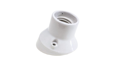 E27 Lampefod - sokkel holder. Porcelæn. Til vægmontering. 70° hældning. Ny vare