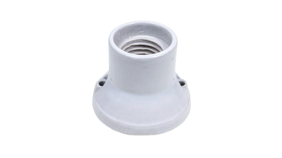 E27 Lampefod - sokkel holder. Porcelæn. Til væg/loft montering. 90° gr. Ny vare