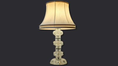 Storslået bordlampe i krystal glas. 1960. Nyt el. Stor. 55 cm høj.