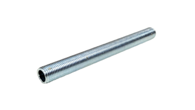 Nippelrør til lampe fatning M10 gevind. 100 mm. El forzinket. Stykpris. Lagervare.