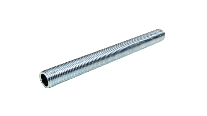 Nippelrør til lampe fatning M10 gevind. 100 mm. El forzinket. Stykpris. Lagervare.