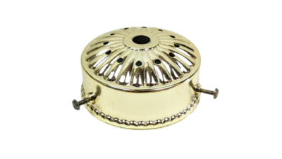 Glasholder formessing. Til lampeglas med gribekant mellem 61-71 mm.