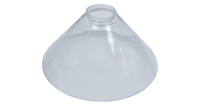 Skomager pendel glas. 58 mm gribekant. Ø24,5 cm. Højde 11,5 cm. Gennemsigtig. Nye.
