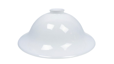 Hvid opalglas Hjelm skærm. Ø295 mm. 11,6 cm høj. 58 mm gribekant. Nye