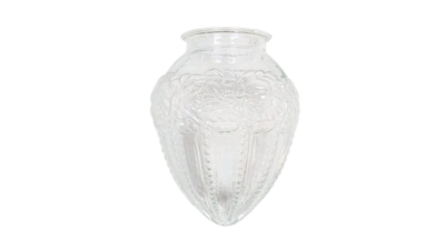 Nyt Ampelglas lysekrone kogle. Gribekant 84 mm. Klart glas. H165 mm. Roser